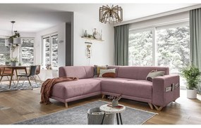 Ružová rozkladacia/s úložným priestorom rohová pohovka (ľavý roh/do L) Classy Sophie – Miuform