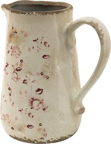 Béžový keramický džbán s jemnými kvietkami Flerien - 16*11*18 cm
