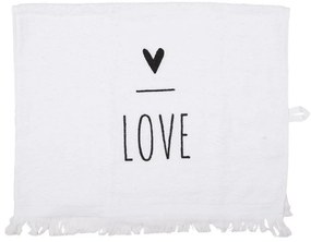 Biely kuchynský froté uterák so srdiečkom Love - 40*66 cm