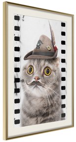 Artgeist Plagát - Cat In Hat [Poster] Veľkosť: 40x60, Verzia: Zlatý rám s passe-partout