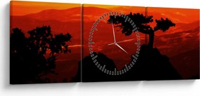 Obraz - Západ slnka (s hodinami) (90x30 cm)