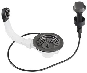 Bruckner Bruckner, Nerezová výpusť drezu 6/4" s prepadom a ovládaním, gun metal, 155.122.6