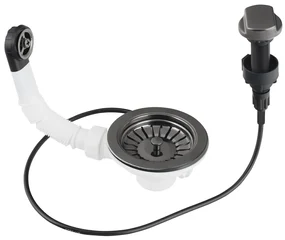 Bruckner Bruckner, Nerezová výpusť drezu 6/4" s prepadom a ovládaním, gun metal, 155.122.6