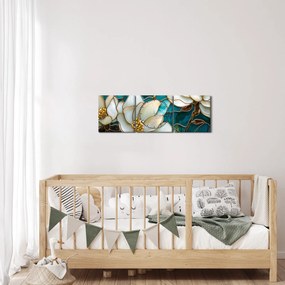 Obraz - Vitráž s magnóliou (s hodinami) (90x30 cm)