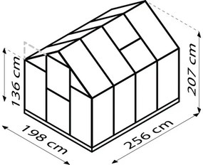Skleník Vitavia Triton 5000 polykarbonát 4 mm 198x256 cm hliník vr. základového rámu