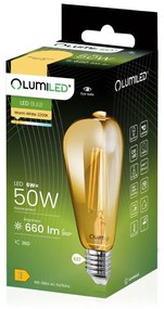 LED žiarovka E27 ST64 6W = 50W 660lm 2200K Warm 360° Filament LUMILED