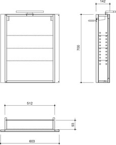 Sapho Sapho, GRETA galérka s LED osvetlením, 60x70x14cm, biela mat, GR060-0031