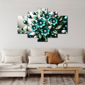 Obraz - 3D tyrkysové kvety (150x105 cm)