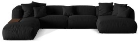 Čierna modulárna rohová pohovka (ľavý roh/do tvaru "U") Martina – Micadoni Home