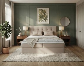 Čalúnená posteľ boxspring DIRELIS TRINITY 140x200 cm béžová Matrac: Matrac Bonell pružinový