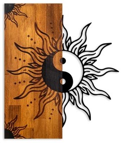 Nástenná dekorácia 50x58 cm jin jang drevo/kov