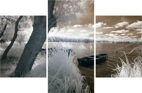 Obraz loďky na jazere (90x60 cm)