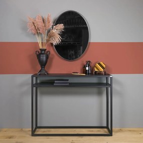 Čierny konzolový stolík s doskou z dubového dreva 30x120 cm Daniël – Spinder Design