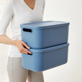 Rotho Úložný box, rovný s vekom, 12l, modrý ALBU LIGHT , 40x24x18