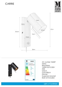 Markslöjd 106587 - Stmievateľné nástenné svietidlo CARRIE 1xGU10/35W/230V čierna