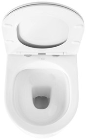 Rea Oliver, závesná WC misa Rimless s toaletným sedadlom s pomalým dopadom, biela, REA-C6509