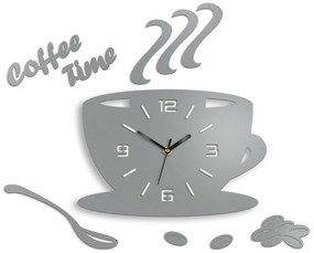 Nástenné hodiny Coffee svetlo šedé