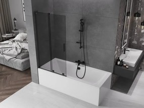 Mexen Velar L, 2-krídlová posuvná vaňová zástena 90 x 150 cm, 8mm šedé sklo, čierna matná, 896-090-003-41-70
