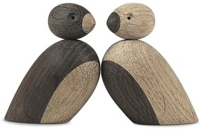 Kay Bojesen Drevený vtáčik Natural and Smoked Oak Wood – set 2 ks