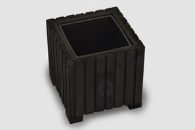 Štvorcový drevený truhlík s plastovou vložkou - čierna, 25x25x25