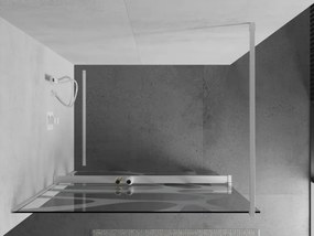 Mexen Kioto+, sprchová zástena Walk-In s poličkou a vešiakom 100 x 200 cm, 8mm číre sklo biely vzor, biely profil, 800-100-121-20-97