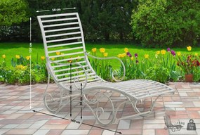 Kovová záhradné lehátko Amiens - Biela antik