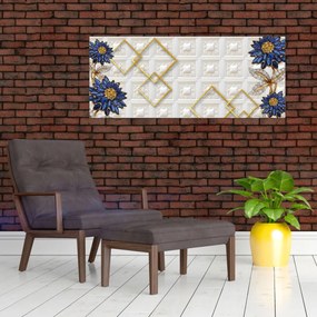 Obraz - Diamantové kvety (120x50 cm)