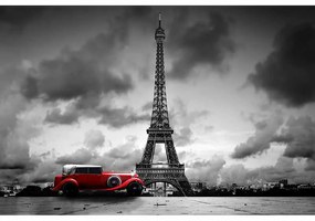 Ceduľa Paríž red old car - Paris