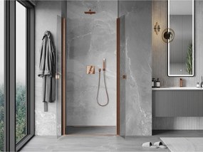 Mexen MIST, 2-krídlové sprchové dvere (d+d) 80x200 cm, 6mm číre sklo, medený matný profil, 8A7-080-000-65-00