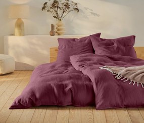 Mušelínová posteľná bielizeň, vínová, štandardná veľkosť