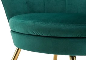 LuxuryForm DESIGN Kreslo FREY VELUR so zlatými nohami - zelené