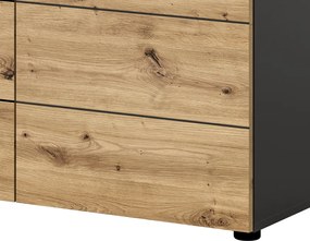 Komoda so zásuvkami Cano, 100 cm, šedá/dub artisan