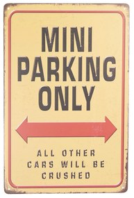 Farebná kovová ceduľa MINI PARKING ONLY s patinou - 20 * 30 cm