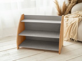 Woodisio Detská polica na hračky BONNI buk Farba: Transparentný lak - šedá