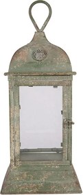 Zelená kovová vintage lampáš Simia - 20*20*49 cm
