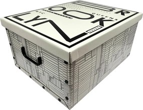 Domopak Úložný box s vekom a držadlami Nápisy
