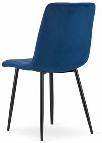 Modrá zamatová stolička TURIN s čiernymi nohami