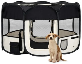 vidaXL Skladacia ohrádka pre psa s prenosnou taškou čierna 125x125x61 cm