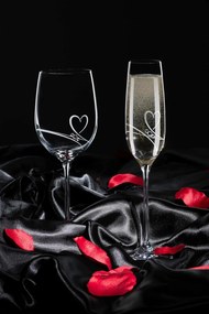 Diamante poháre na šampanské Romance s kamienkami Swarovski 200ml 2KS