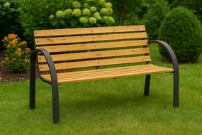 Lean Toys Drevená záhradná lavička s operadlom