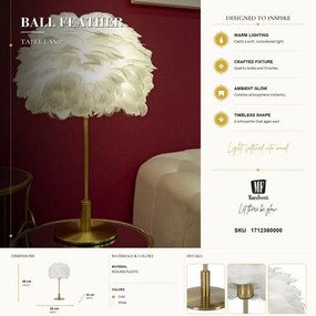 Stolná lampa Ball Feather 50 cm bielo-zlatá
