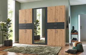 Šatníková skriňa Taiga, 270 cm, dub artisan/grafit