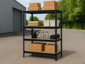 Regál 180x160x50 cm profesionálny 4-policový, nosnosť 1200 kg - čierny