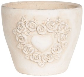 Terakotový kvetináč s ružami a srdcem- 17 * 17 * 15 cm