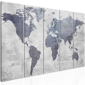 Obraz - Concrete World Map (5 Parts) Narrow Veľkosť: 100x40, Verzia: Premium Print