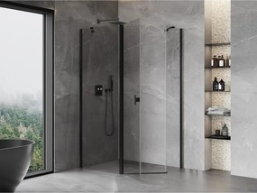 Mexen Mist, päťuholníkový sprchový kút výklopný 100 x 80 cm, číre sklo, čierny profil, 8A8-100-080-70-00