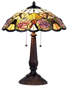 Kvetinová stolná lampa Rose, v štýle Tiffany