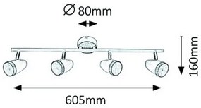 Rabalux 5567 - LED Bodové svietidlo KAREN 4xLED/4W/230V