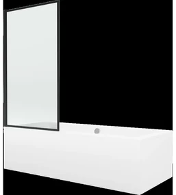 Mexen Cube obdĺžniková vaňa 170 x 80 cm s obkladom a 1-krídlovou sprchovou zástenou 80 cm, čierny vzor - 550517080X9308017070