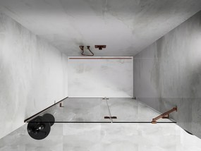 Mexen Lunar, pravé otočné sprchové dvere 130 cm, 8mm číre sklo, ružové zlato profil, 834-130-000-60-00-P